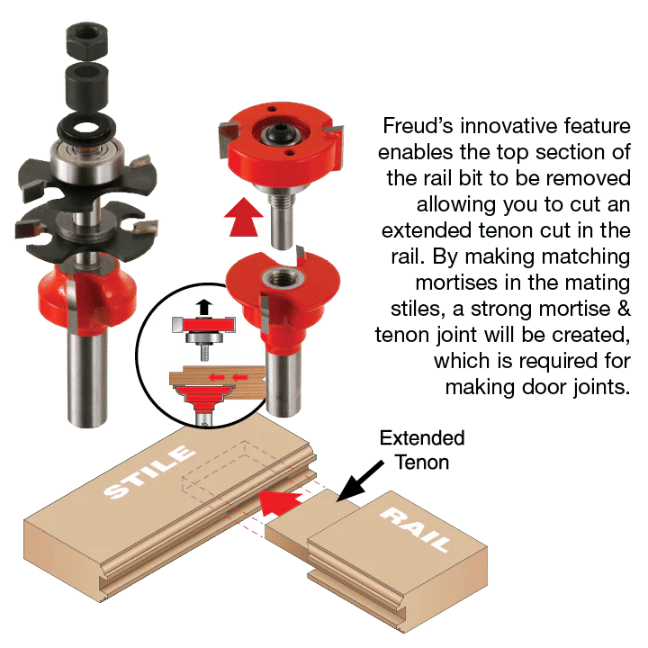 Freud 99-861 1-11/16" Diameter Premier Adjustable Rail & Stile Bit with 1/2" Shank - Image 3