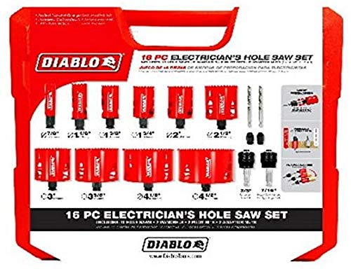 Diablo DHS16SEL 16 pc Bi-Metal Hole Saw Set for Electricians