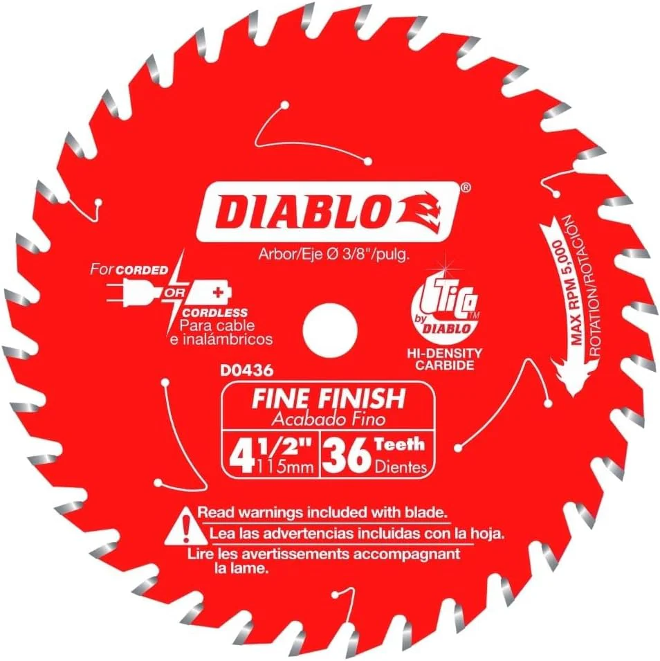 Diablo D0436X 4-1/2-Inch 36 Tooth ATB Cordless Trim Saw Blade with 20-Millimeter Arbor and 3/8-Inch Reducer Bushing - Image 2