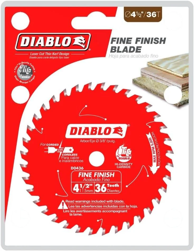 Diablo D0436X 4-1/2-Inch 36 Tooth ATB Cordless Trim Saw Blade with 20-Millimeter Arbor and 3/8-Inch Reducer Bushing - Image 3