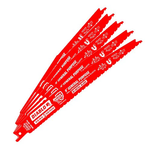 Diablo DS0914BGP5 9" Bi-Metal Recip Blade for Nail-Embedded Wood, Metal, and Plastic, 8/14 TPI (Pack of 5)