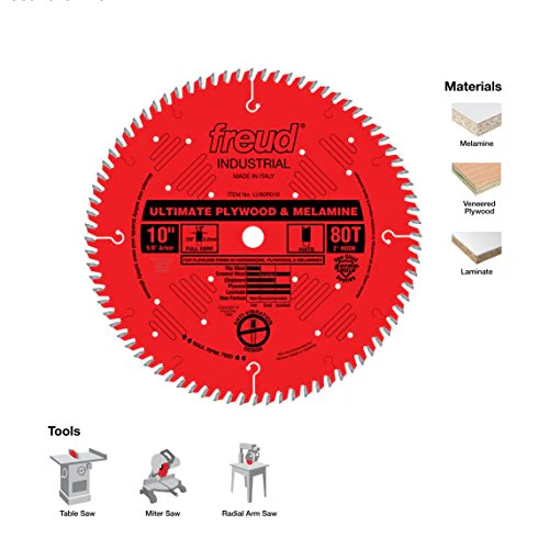 Freud 10" Ultimate Plywood and Melamine Cutting Saw Blade with 5/8-Inch Arbor - Image 2