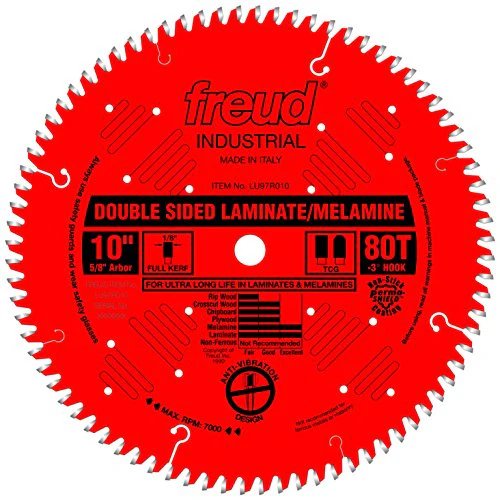 Freud LU97M010 10-Inch 80 Tooth TCG Double Sided Laminate and Melamine Cutting Saw Blade with 5/8-Inch Arbor - Image 3