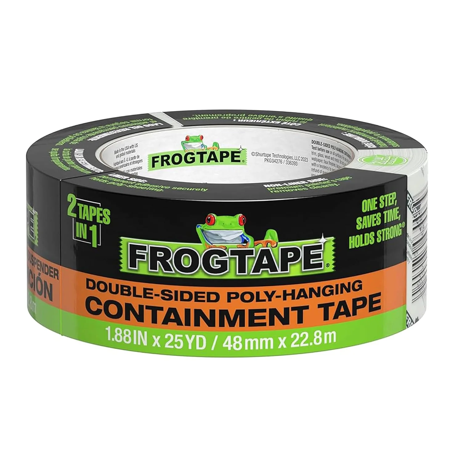 FrogTape DS 154 Premium Grade, Double-Sided Poly-Hanging Containment Tape, Sticks to Plastic Sheets, for Remodeling and Remediation, 48mm x 25yds, Natural, 1 Roll (105777) - Image 2