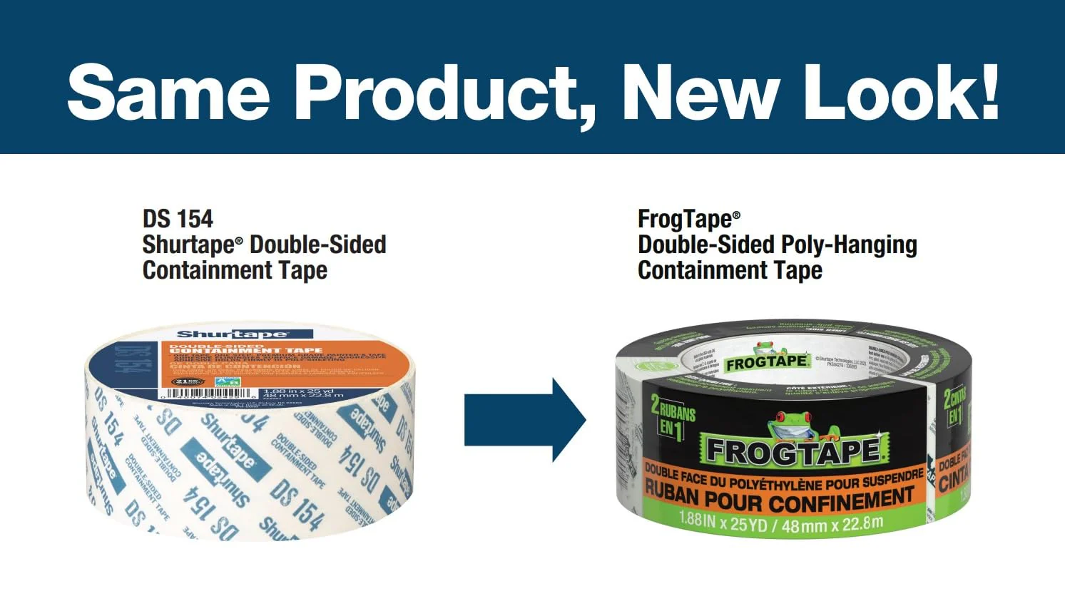 FrogTape DS 154 Premium Grade, Double-Sided Poly-Hanging Containment Tape, Sticks to Plastic Sheets, for Remodeling and Remediation, 48mm x 25yds, Natural, 1 Roll (105777) - Image 3