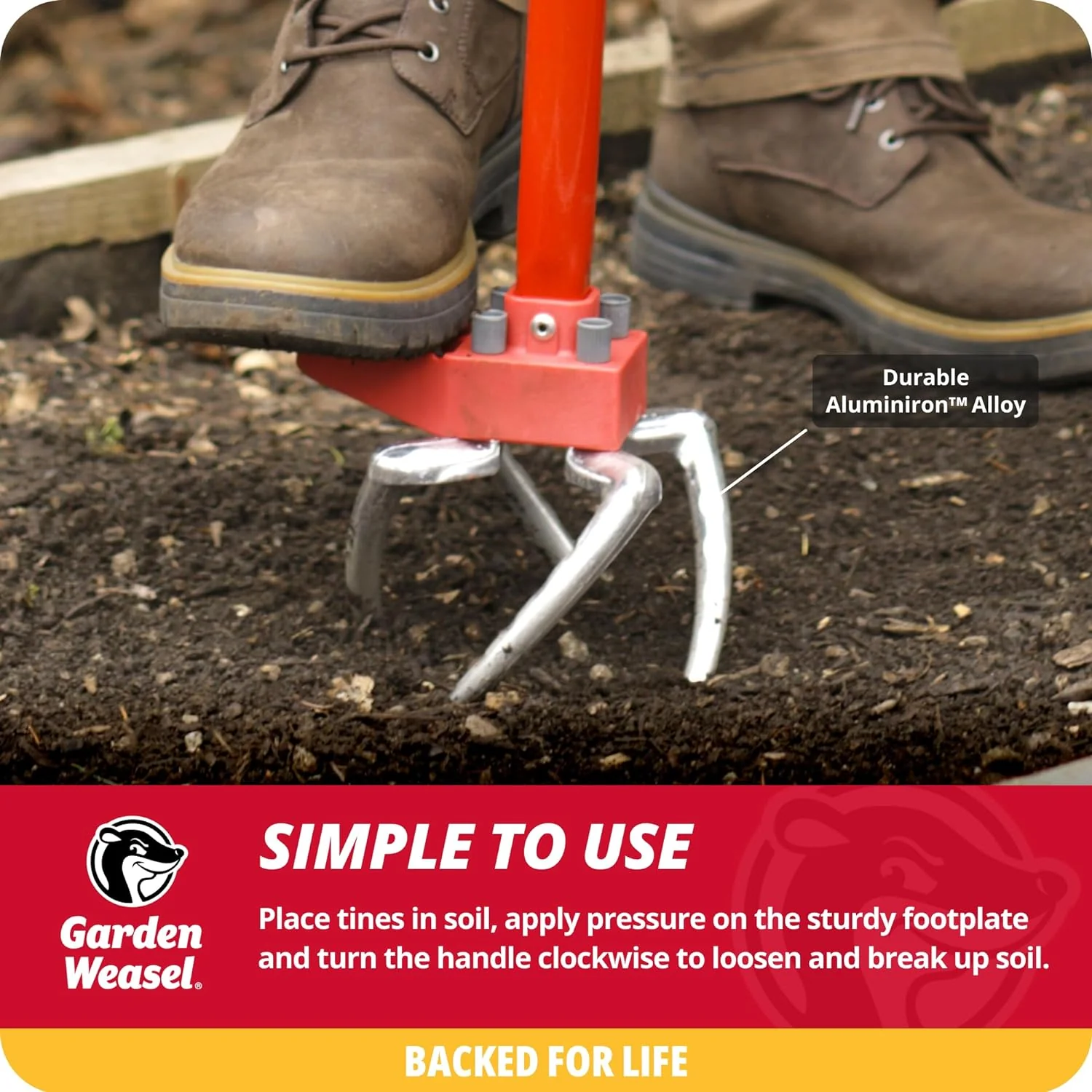 Garden Weasel Claw Pro - 3-in-1 | Cultivate, Loosen, Aerate, Weed | Gardening Hand Tiller, Twist Weeding Tool, Digging Fork, Cultivator, Soil Loosener - Image 3