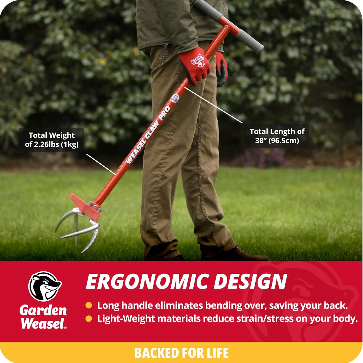 Garden Weasel Claw Pro - 3-in-1 | Cultivate, Loosen, Aerate, Weed | Gardening Hand Tiller, Twist Weeding Tool, Digging Fork, Cultivator, Soil Loosener - Image 4