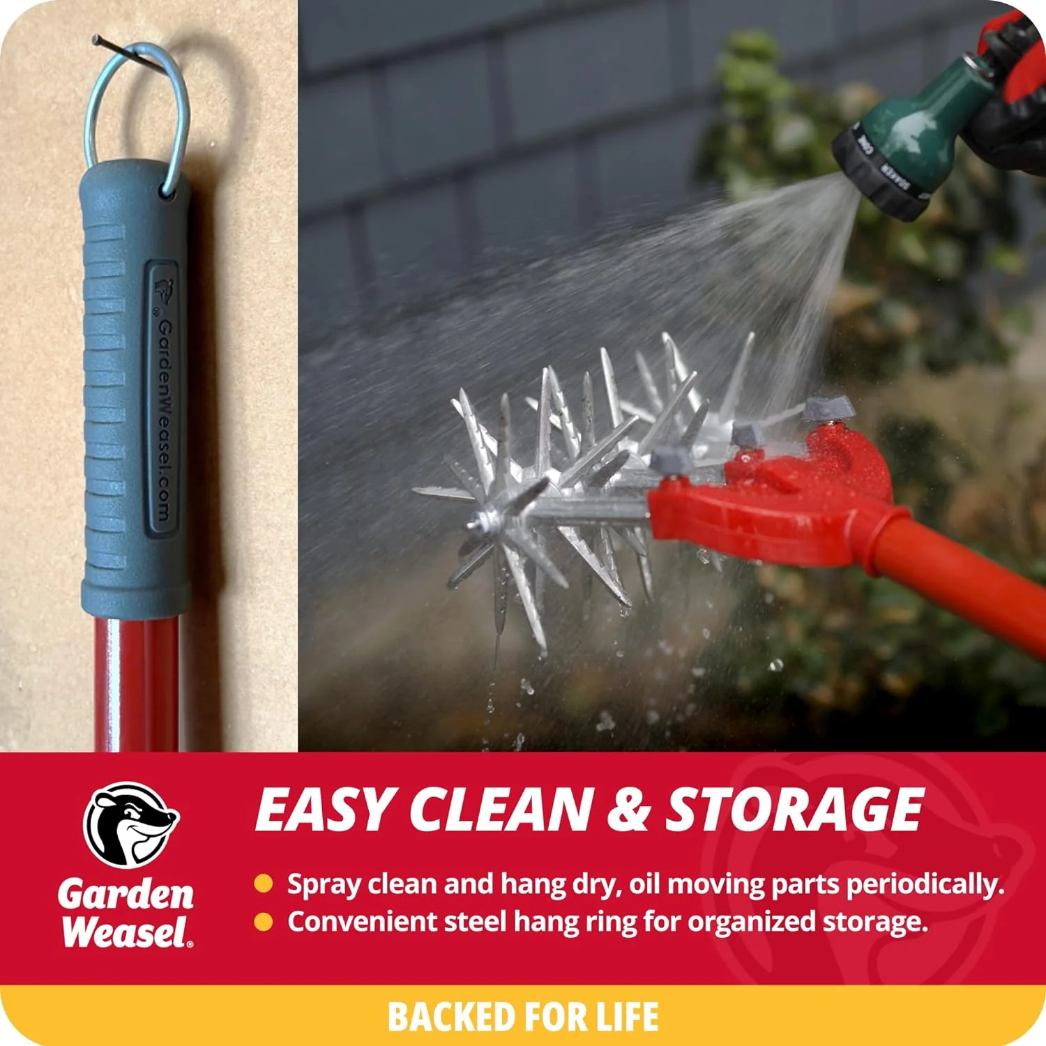 Garden Weasel Rotary Cultivator with Detachable Tines - Long Handle | Aerate, Weed, Cultivate, Plant, Reseed | Lawn Reseeding Garden Tool, Garden Soil Loosener - Image 6