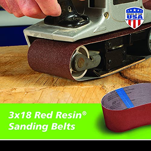 Gator 3" x 18" Red Resin Aluminum Oxide Sanding Belts, 40 Grit, 5 Pack - Image 2