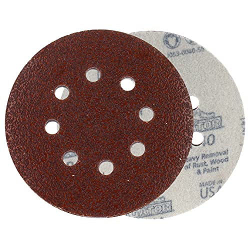 Gator 5" Random Orbit Hook & Loop Red Resin Aluminum Oxide Sanding Discs, 8-Hole, 40 Grit, 50 Pack - Image 3