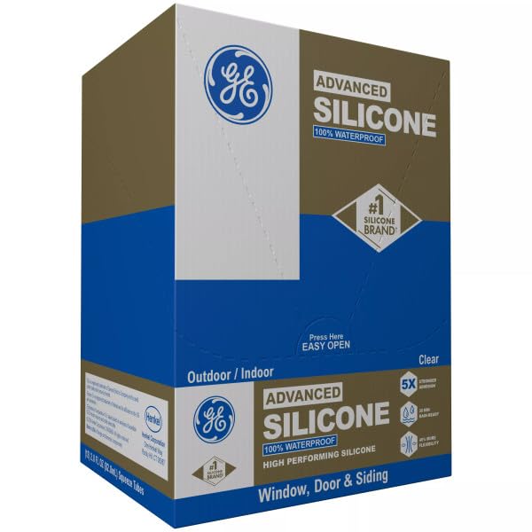 GE Advanced Silicone Caulk for Window & Door, Clear, 2.8 fl oz Tube, 100% Waterproof Silicone Sealant, 5X Stronger Adhesion, Freeze & Sun Proof (Pack of 12) - Image 3