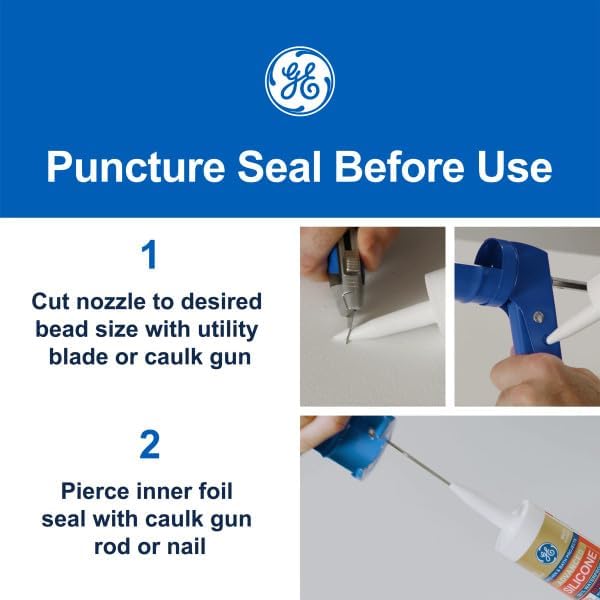 GE Advanced Silicone Caulk for Window & Door, White, 10 fl oz Cartridge - 100% Waterproof Silicone Sealant, 5X Stronger Adhesion, Shrink & Crack Resistant (Pack of 12) - Image 4