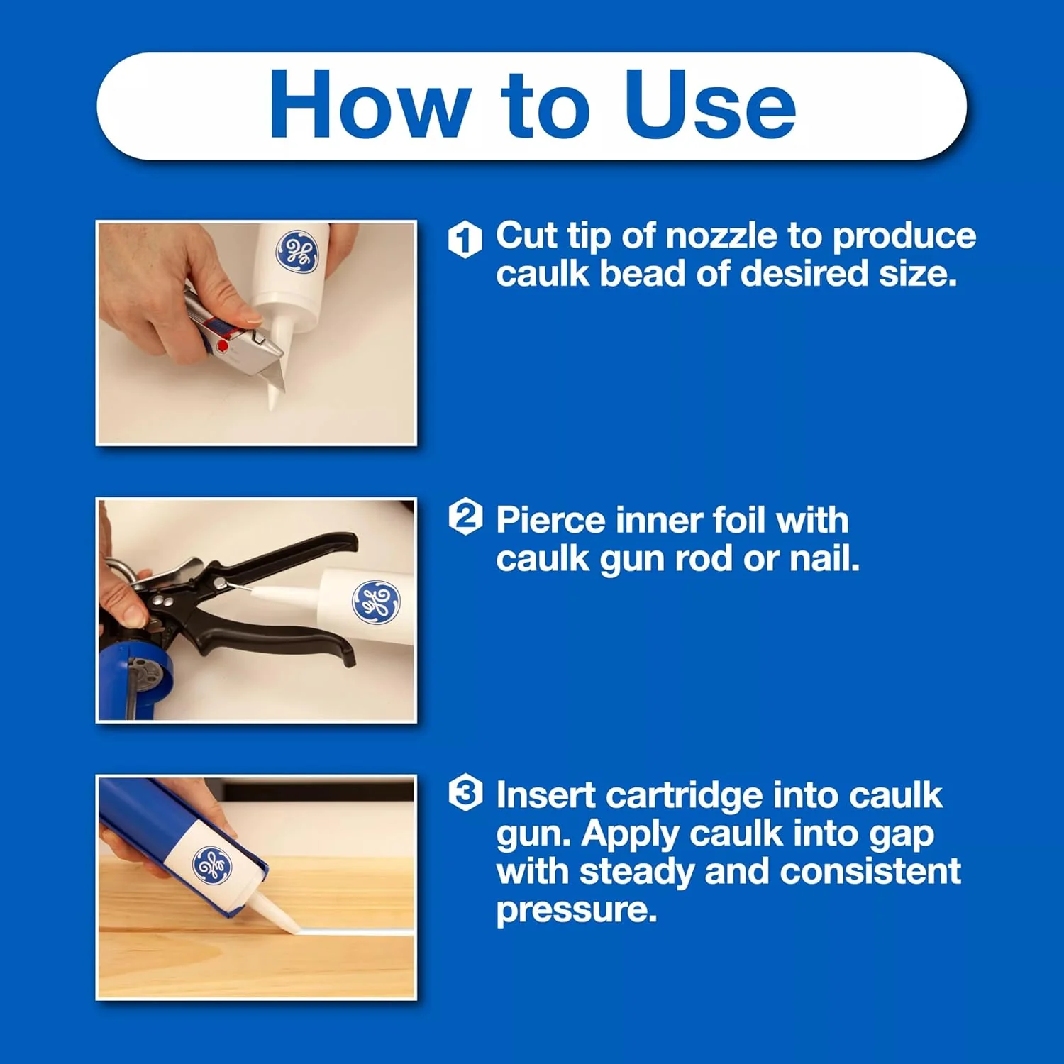 GE All Purpose Silicone Caulk, Clear, 10 fl oz Cartridge, 100% Waterproof Silicone Sealant, Stronger Adhesion, Freeze & Sun Proof (Pack of 12) - Image 3