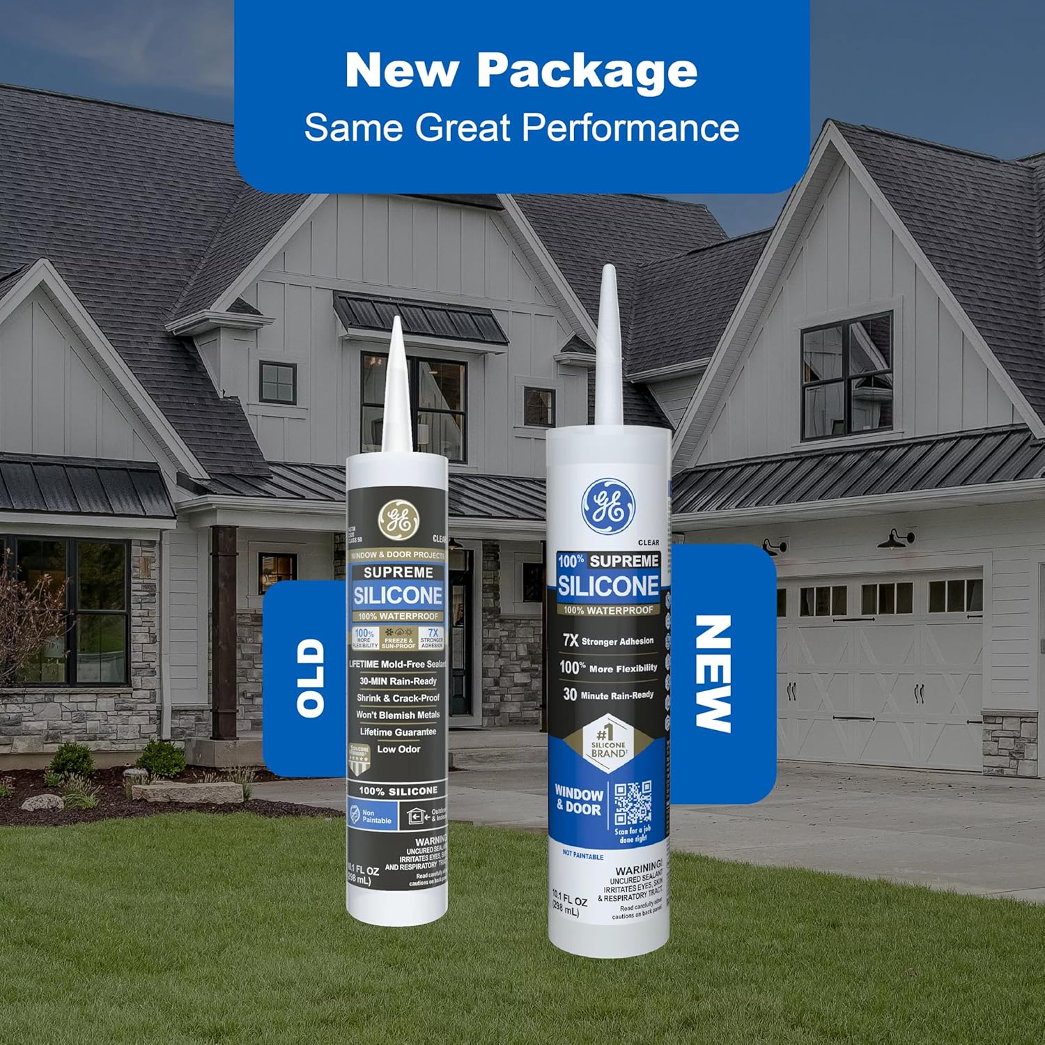 GE All Purpose Silicone Caulk, Clear, 10 fl oz Cartridge, 100% Waterproof Silicone Sealant, Stronger Adhesion, Freeze & Sun Proof (Pack of 12) - Image 8