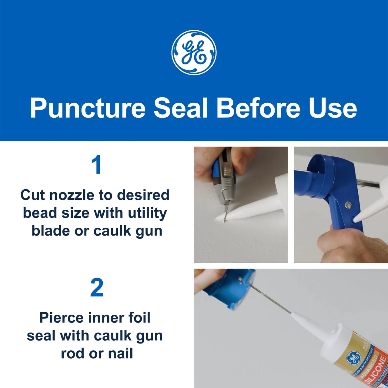 GE Supreme Paintable Silicone Caulk for Window & Door, White, 9.5 fl oz Cartridge, 100% Waterproof Silicone Sealant, 7X Stronger Adhesion, Freeze & Sun Proof (Pack of 12) - Image 4