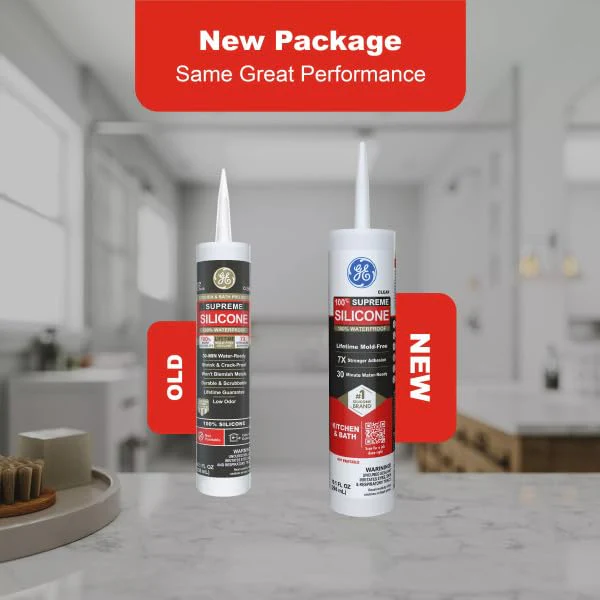 GE Supreme Silicone Caulk for Kitchen & Bathroom, Clear, 10 fl oz Cartridge, 100% Waterproof Silicone Sealant, 7X Stronger Adhesion, Shrink & Crack Proof (Pack of 1) - Image 6