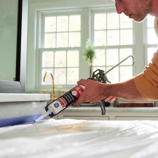 GE Supreme Silicone Caulk for Kitchen & Bathroom, White, 10 fl oz Cartridge - 100% Waterproof Silicone Sealant, 7X Stronger Adhesion, Shrink & Crack Proof (Pack of 1) - Image 8