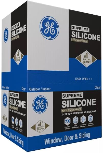 GE Supreme Silicone Caulk for Window & Door, Clear, 10 fl oz Cartridge, 100% Waterproof Silicone Sealant, 7X Stronger Adhesion, Shrink & Crack Proof (Pack of 12) - Image 3