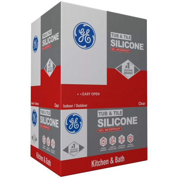 GE Tub and Tile Silicone Caulk for Kitchen and Bathroom, 100% Waterproof Silicone Paste, Excellent Flexibility, Shrink and Crack Resistant, 10oz Cartridge, Clear (Pack of 12) - Image 3