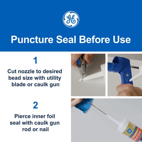GE Tub and Tile Silicone Caulk for Kitchen and Bathroom, 100% Waterproof Silicone Paste, Excellent Flexibility, Shrink and Crack Resistant, 10oz Cartridge, Clear (Pack of 12) - Image 4