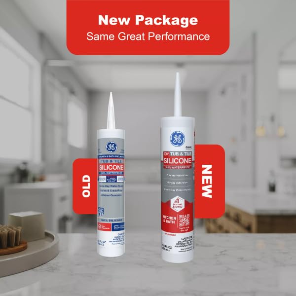 GE Tub and Tile Silicone Caulk for Kitchen and Bathroom, 100% Waterproof Silicone Paste, Excellent Flexibility, Shrink and Crack Resistant, 10oz Cartridge, Clear (Pack of 12) - Image 7