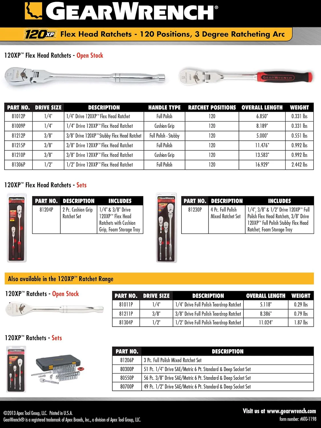 GEARWRENCH 1/2" Drive 120XP Flex Head Ratchet - 81306P - Image 9
