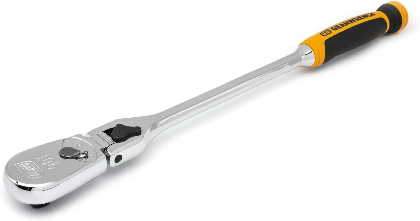 GEARWRENCH 1/2" Drive 90 Tooth Dual Material Locking Flex Head Teardrop Ratchet 17" - 81371T - Image 4