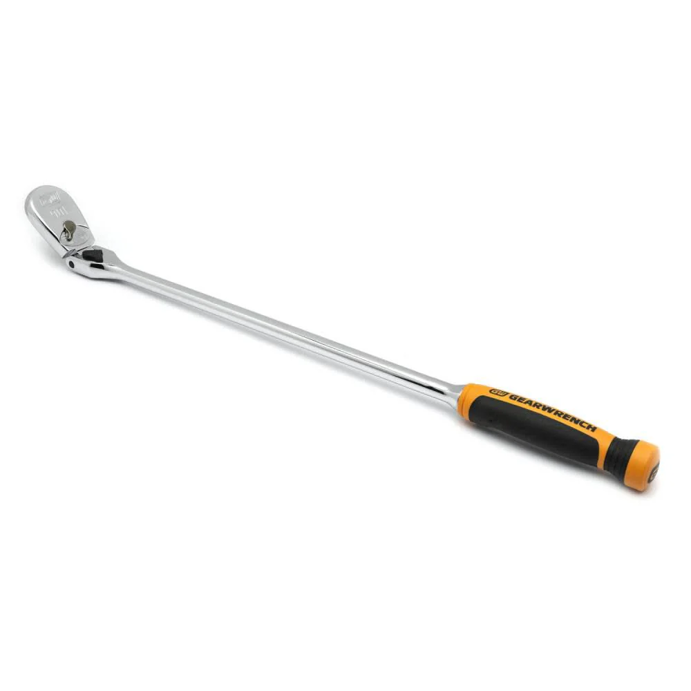 GEARWRENCH 1/2" Drive 90 Tooth Dual Material Locking Flex Head Teardrop Ratchet 24" - 81372T, Multi, One Size - Image 2