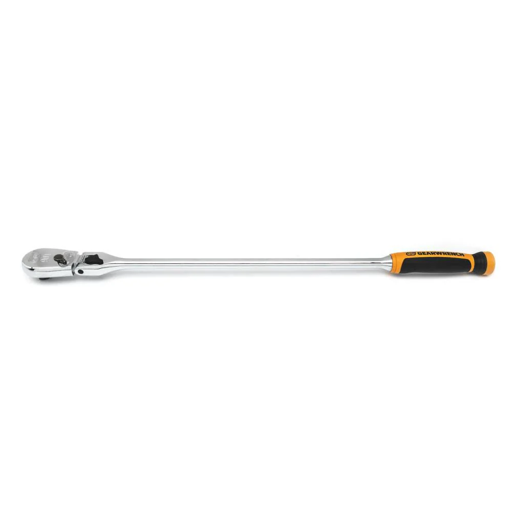 GEARWRENCH 1/2" Drive 90 Tooth Dual Material Locking Flex Head Teardrop Ratchet 24" - 81372T, Multi, One Size - Image 4