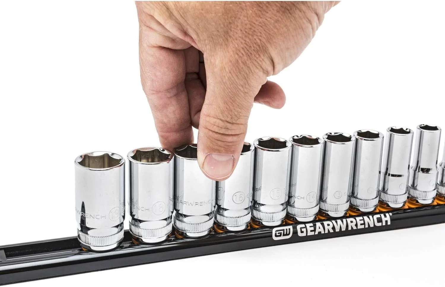 GEARWRENCH (83128) 1/2" Drive Magnetic Socket Rail Includes 14 Clips - Image 2