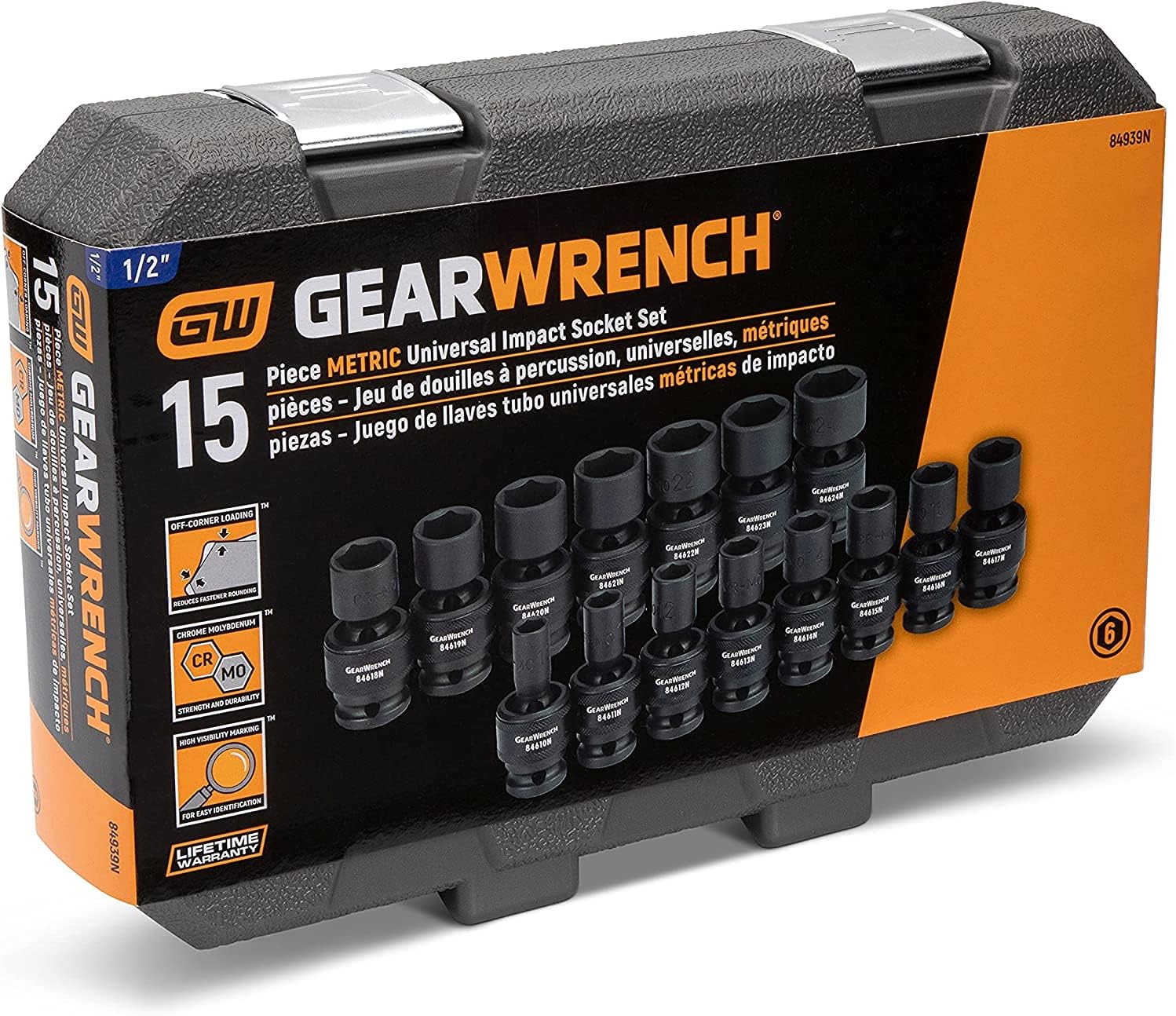 GEARWRENCH 1/2-Inch 6 Point Metric Universal Impact Socket Set (15 Piece) - 84939N - Image 2