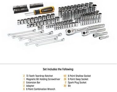 GEARWRENCH 1/4 Inch, 3/8 Inch SAE/MM Mechanics Hand Tool Set, 121 Piece - Image 3