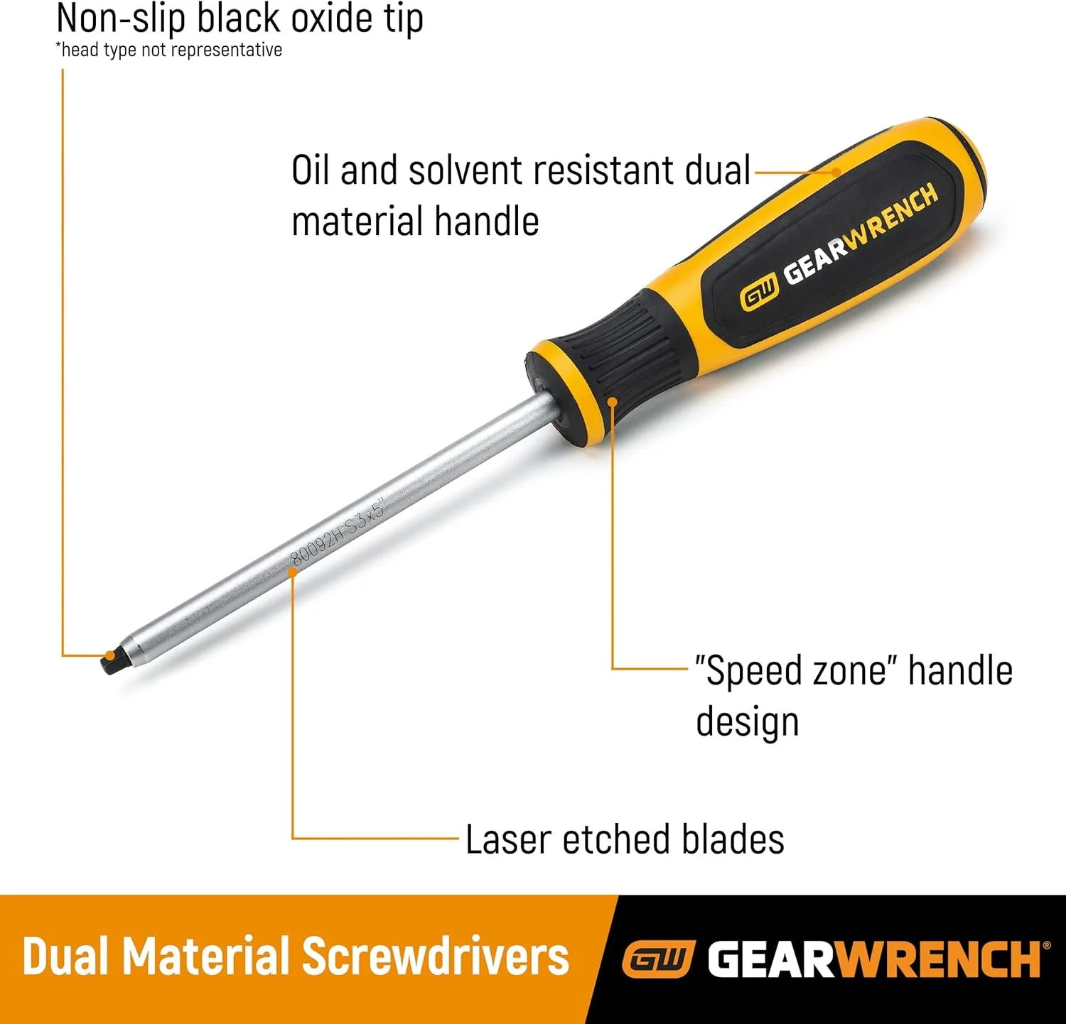GEARWRENCH (80076H) 1/4" x 24" Slotted Dual Material Screwdriver - Image 2