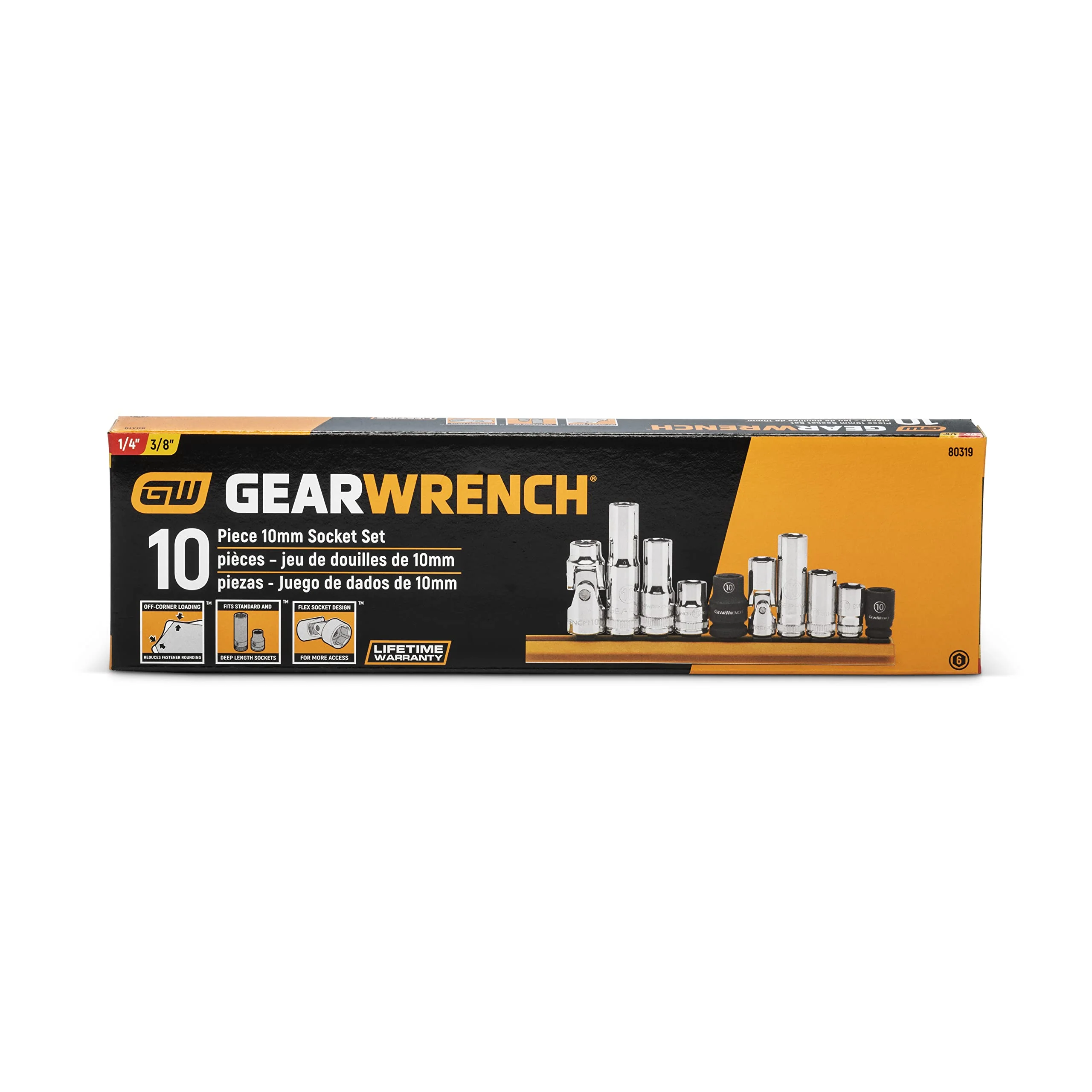 10 Pc. 1/4" and 3/8" Drive 6 Point 10MM Socket Set - Image 5