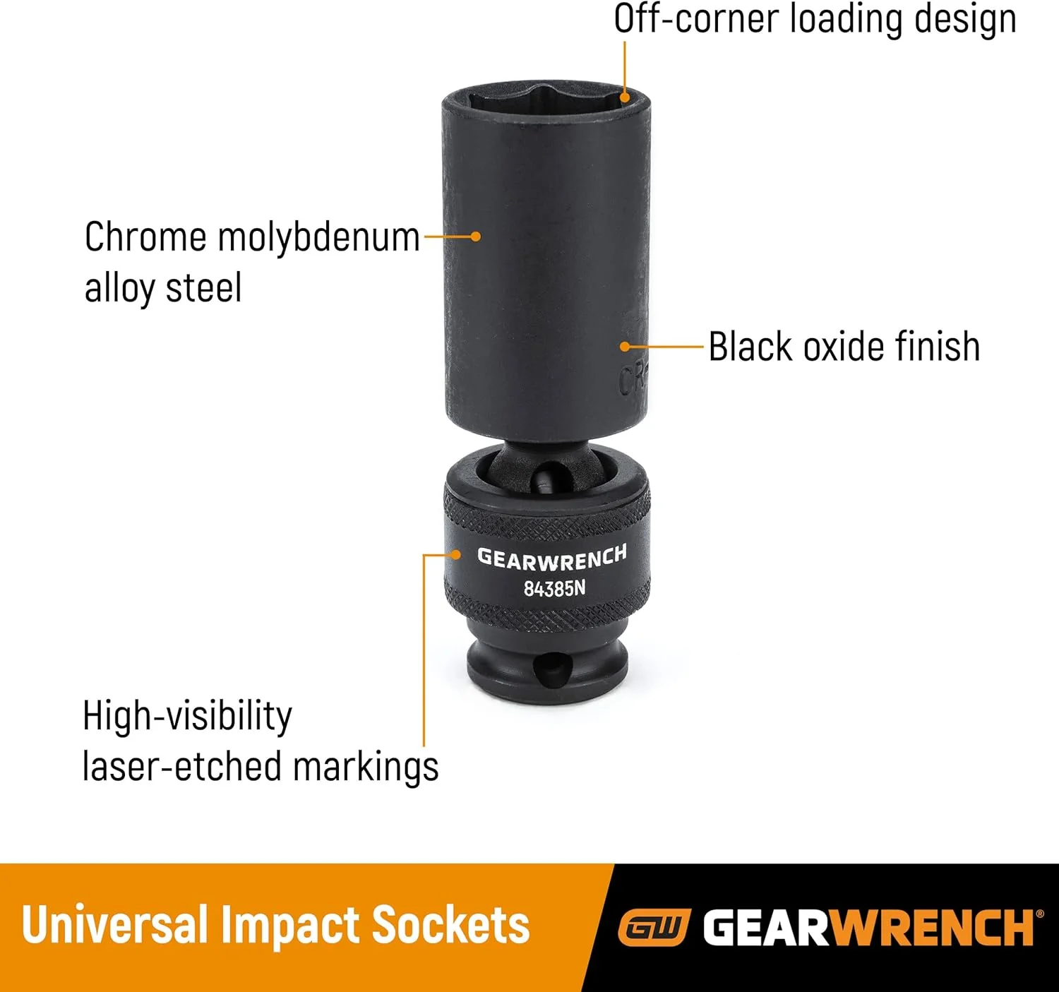 GEARWRENCH (84924N) 10 Pc. 3/8 Inch Drive 6 Pt. Deep Universal Impact Socket Set, Metric - Image 3