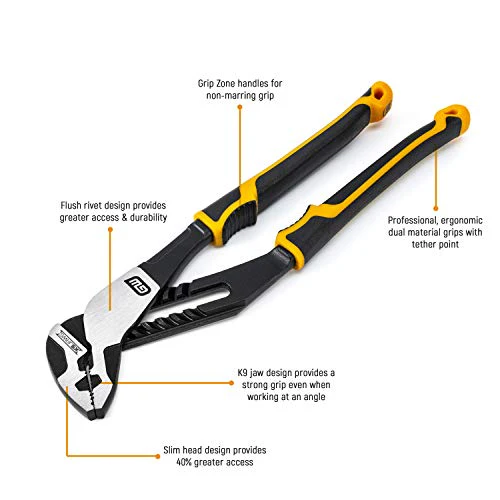 GEARWRENCH 10" Pitbull K9 Straight Jaw Dual Material Tongue and Groove Pliers - 82170C - Image 2