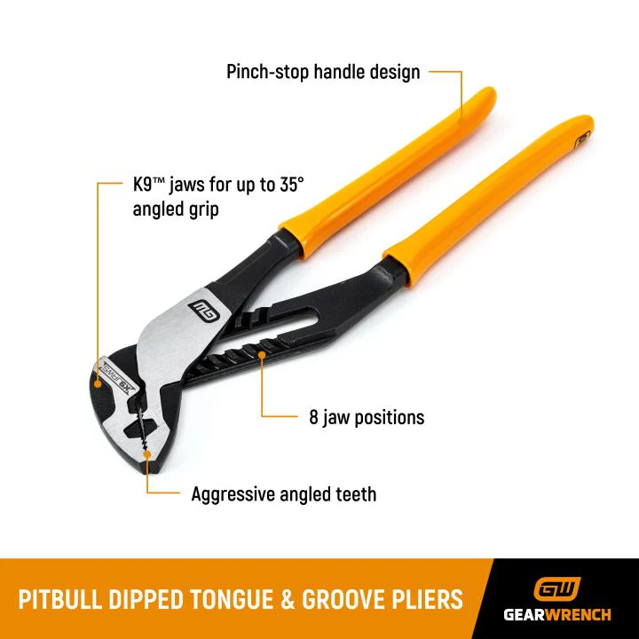GEARWRENCH 12 Inch Straight Jaw Dipped Handle Tongue and Groove Plier - 82171 - Image 3