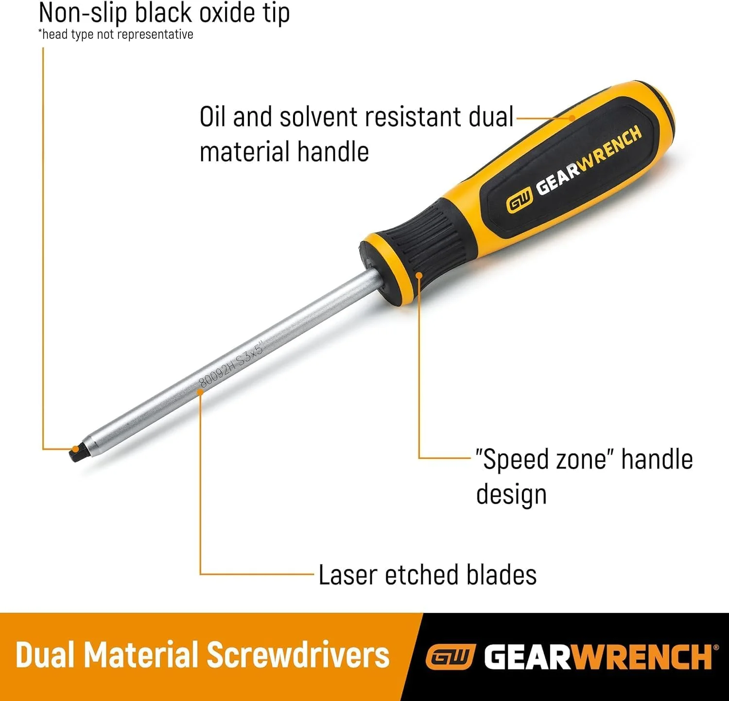 GEARWRENCH 12 Pc. Phillips/Slotted Dual Material Screwdriver Set - 80051H - Image 5