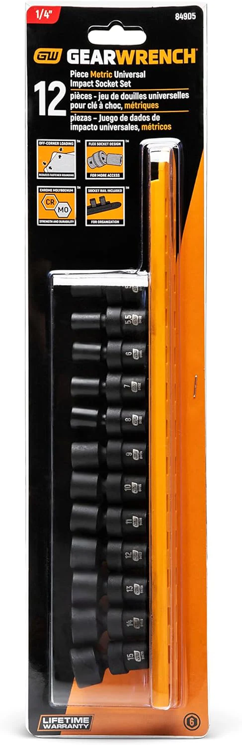 GEARWRENCH 12 Piece 1/4" Drive 6 Point Standard Universal Impact Metric Socket Set | 84905 - Image 5