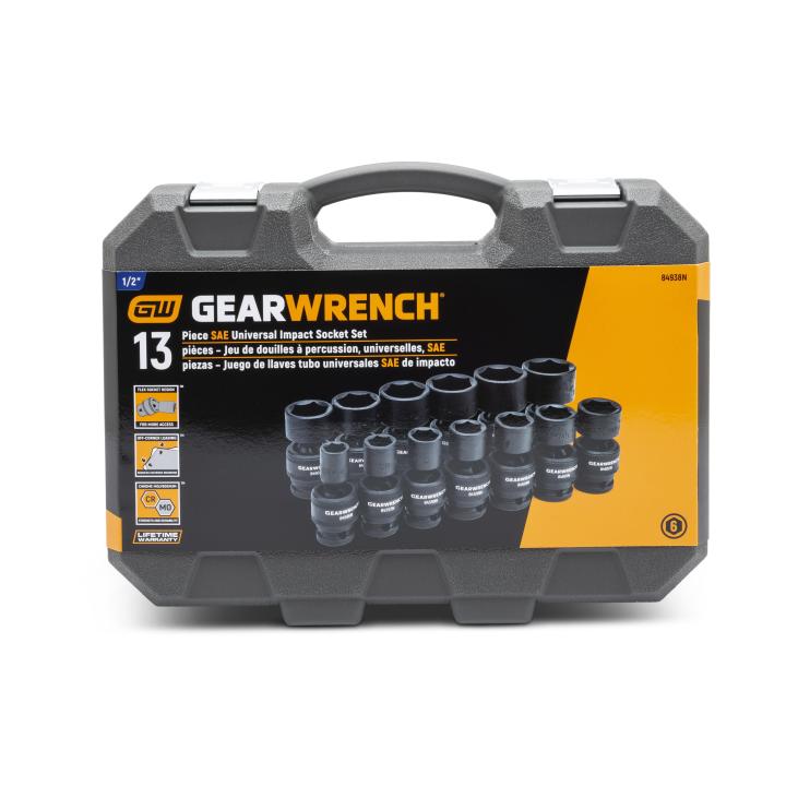 GEARWRENCH 13 Pc. 1/2" Drive 6 Pt. Standard Universal Impact Socket Set, SAE - 84938N - Image 2