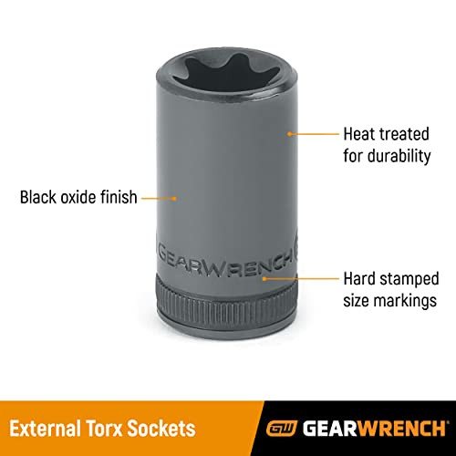 GEARWRENCH 13-Piece 1/4", 3/8" & 1/2" Drive External Torx Socket Set - Image 2