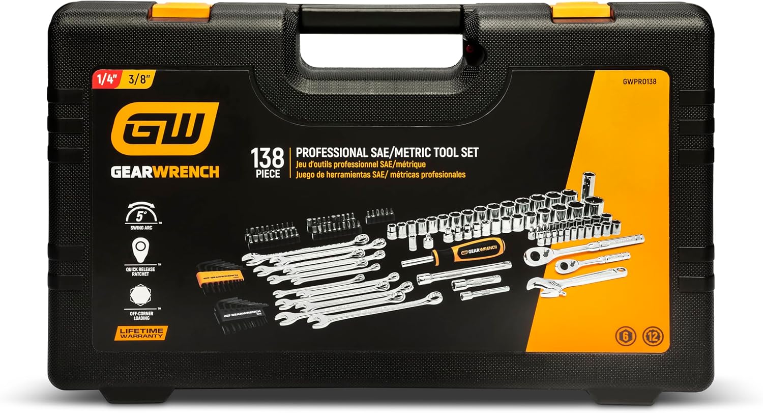 GEARWRENCH GWPRO138 138 Piece 1/4" & 3/8" Drive 72-Tooth 6 Point Professional Tool Set - Image 3