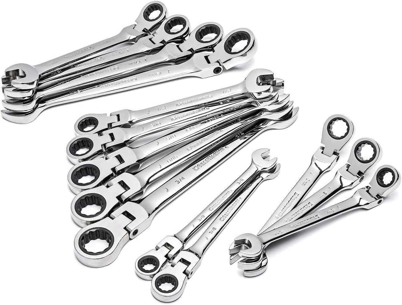 GEARWRENCH 14 Pc. 12 Pt. Flex Head Ratcehting Combination Wrench Set, SAE/Metric - 85141 14 Pc With Tray SAE/Metric - Image 5