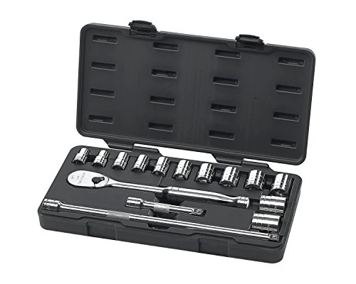 GEARWRENCH 15 Pc. 1/2" Drive 6 Pt. Standard Mechanics Tool Set, SAE - 80706 , Black