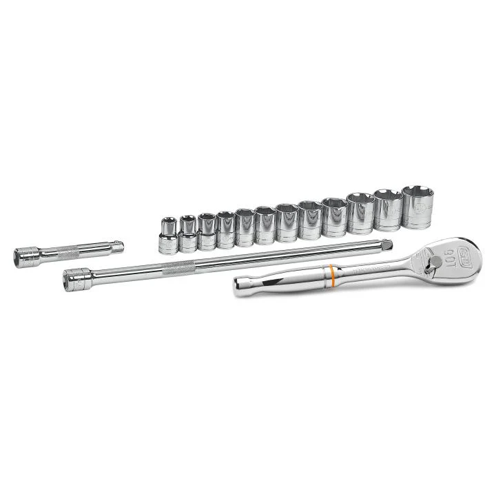 GEARWRENCH 15 Pc. 1/2" Drive 6 Pt. Standard Mechanics Tool Set, SAE - 80706 , Black - Image 2
