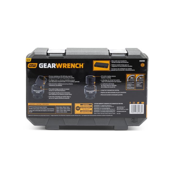 GEARWRENCH 84918N 15 Piece 3/8" Drive 6 Point Standard Universal Impact Metric Socket Set - Image 4