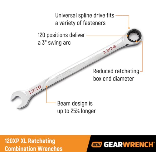 GEARWRENCH 16 Pc. 120XP Universal Spline XL Ratcheting Combination Wrench Set, SAE - 86451 - Image 3