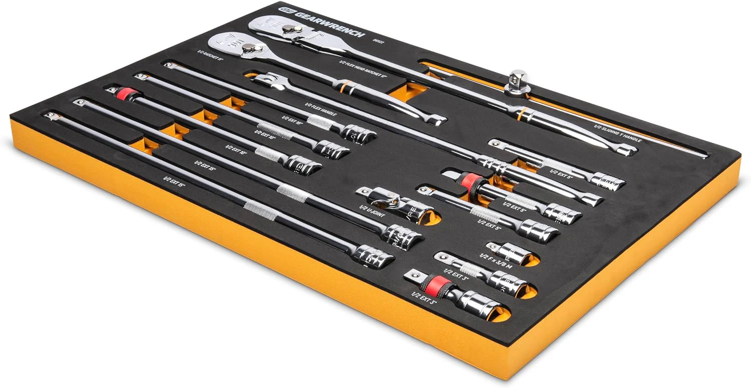GEARWRENCH 86522 16 Piece 1/2" 90T Ratchet & Drive Tool Set with EVA Foam Tray - Image 4
