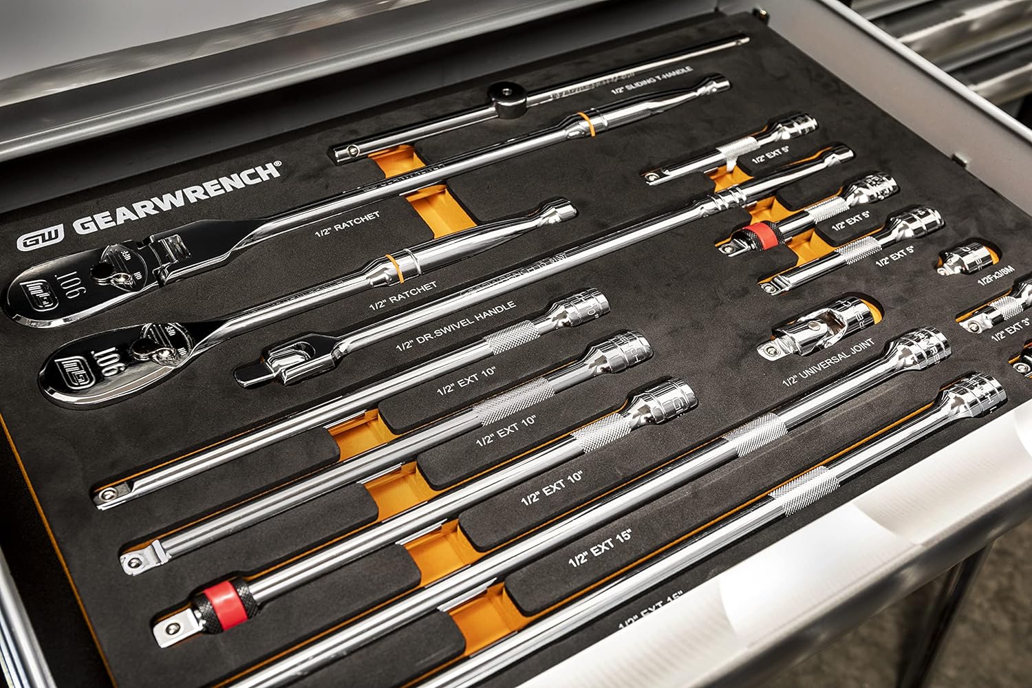 GEARWRENCH 86522 16 Piece 1/2" 90T Ratchet & Drive Tool Set with EVA Foam Tray - Image 5