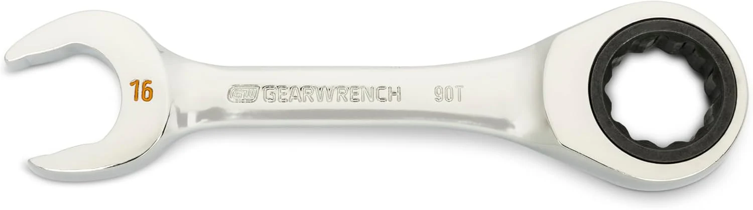GEARWRENCH 16mm 90-Tooth 12 Point Stubby Combination Ratcheting Wrench | 86846 - Image 2